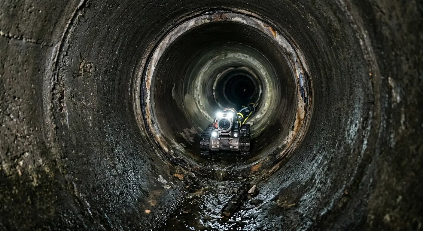 Robotic sewer camera inspecting pipe interior for Sewer Line Repair in Iron Mountain